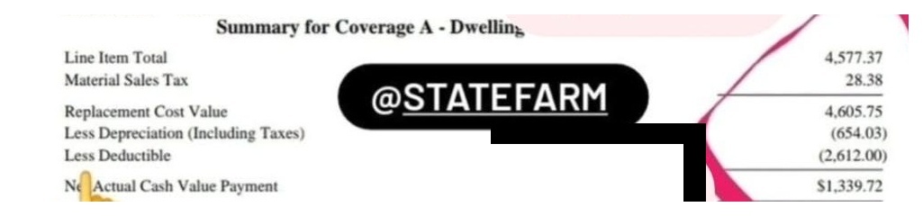Before · Original insurer estimate, $4,605.75, anonymous document excerpt