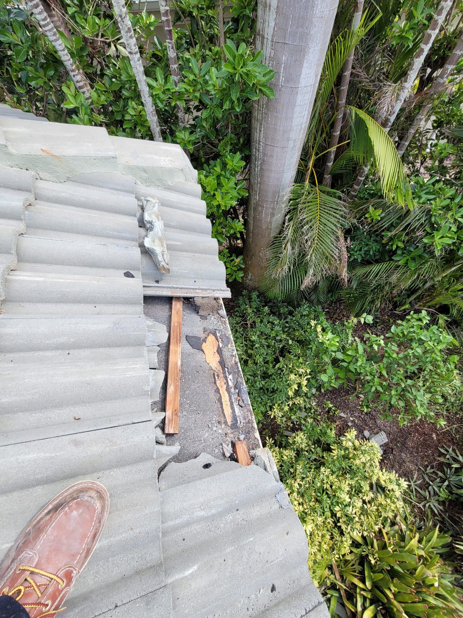 Roof edge repair beside existing concrete tiles, Gold Coast Roofing and Solar