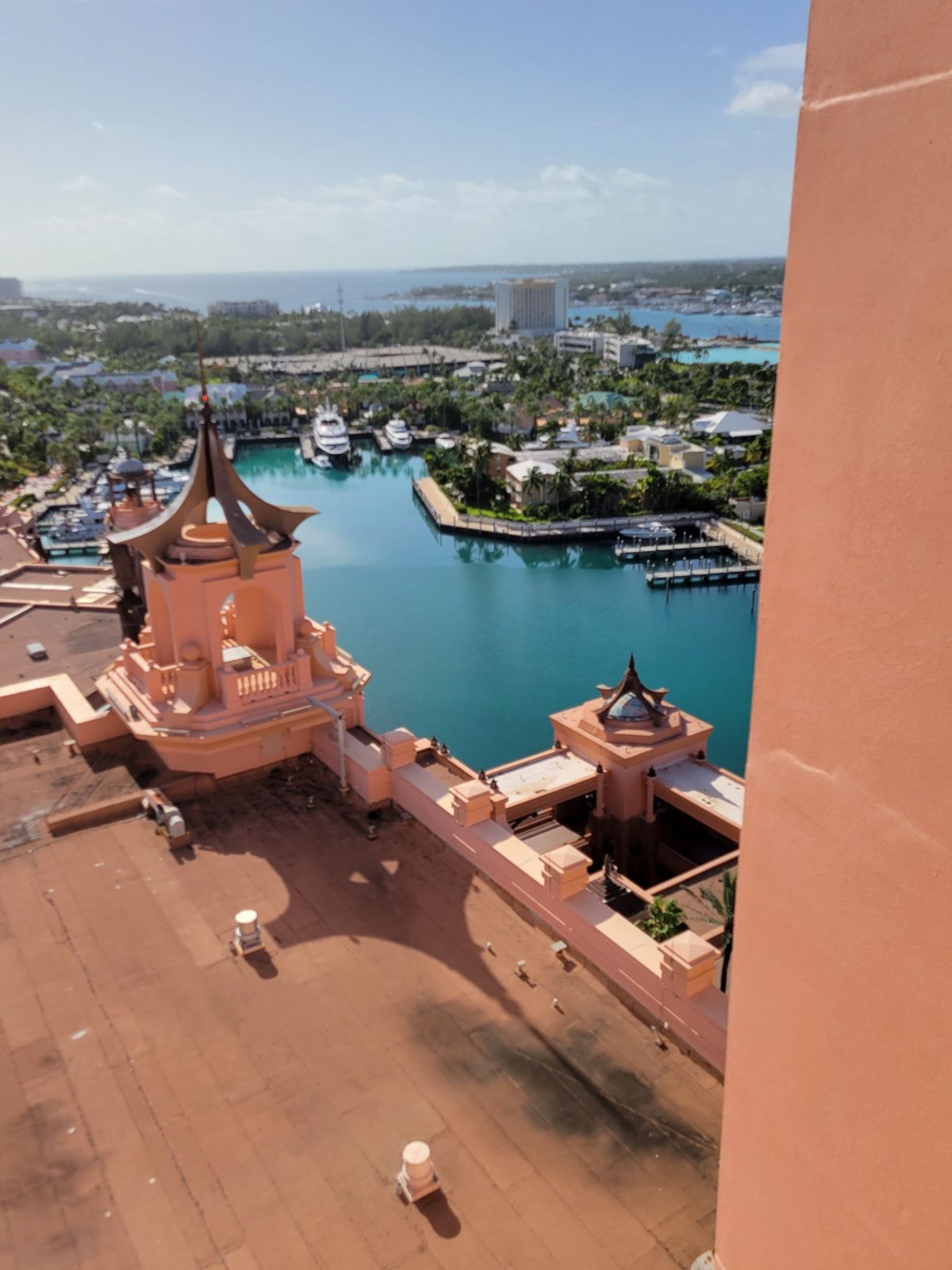 Upper roof view over the Atlantis marina, Atlantis Bahamas