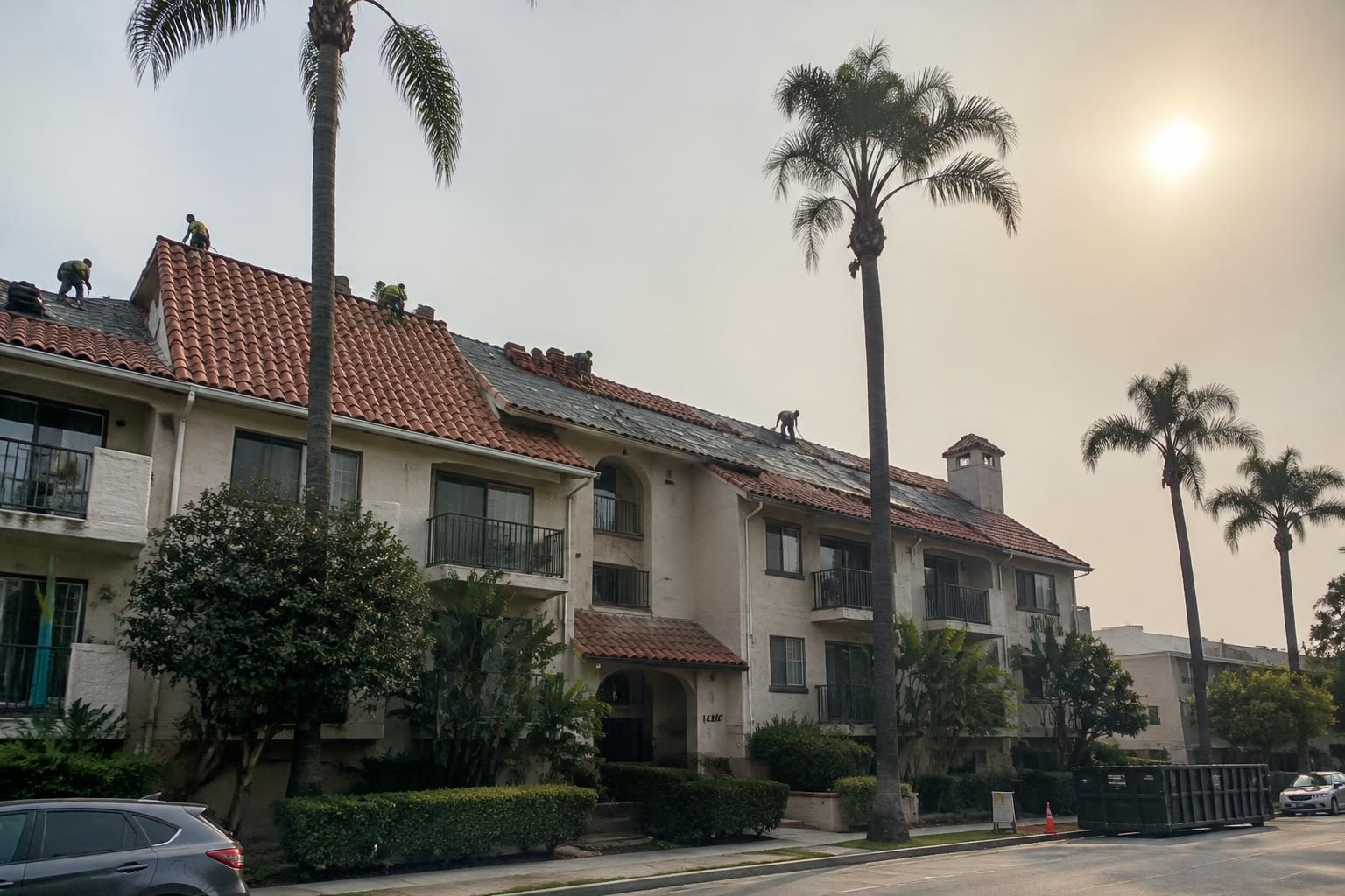 Multifamily clay tile roofing in Los Angeles, California