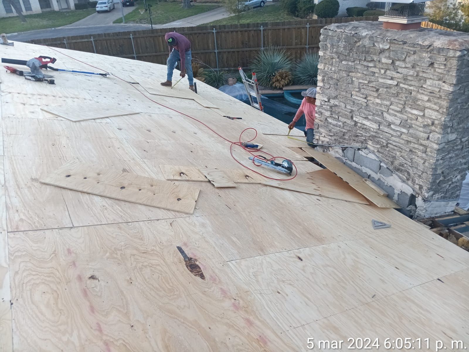 Replacement roof decking during repair work, Gold Coast Roofing and Solar