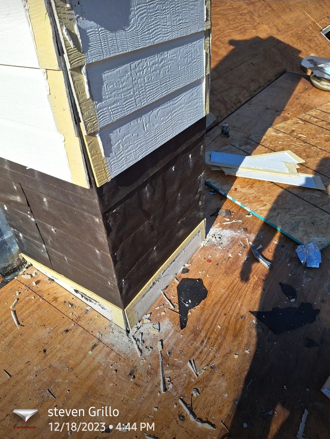Roof penetration with surrounding decking exposed, Gold Coast Roofing and Solar