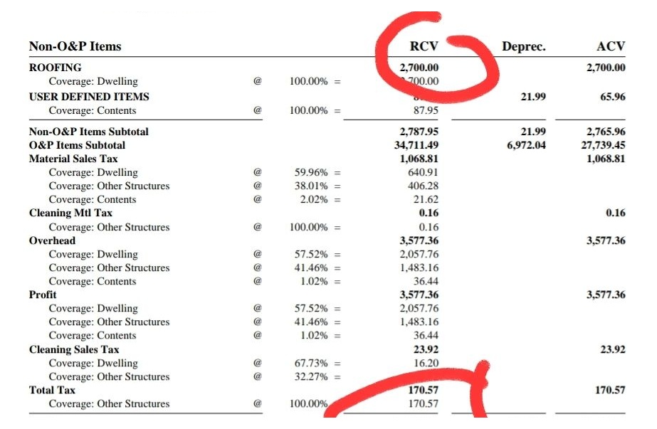 After · Later estimate replacement cost, $45,917.62, anonymous document excerpt