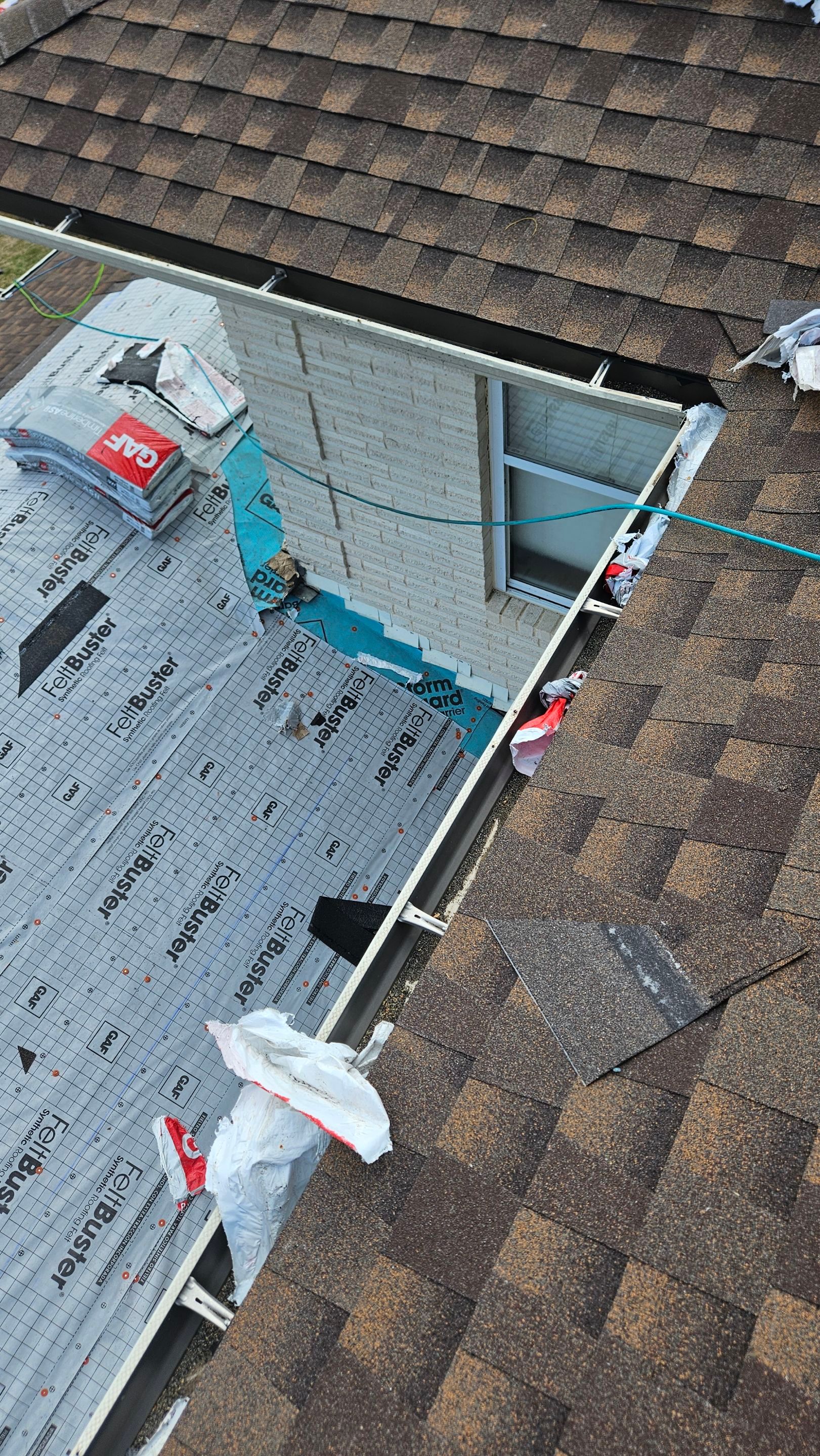 Chimney base with roof materials removed, Gold Coast Roofing and Solar