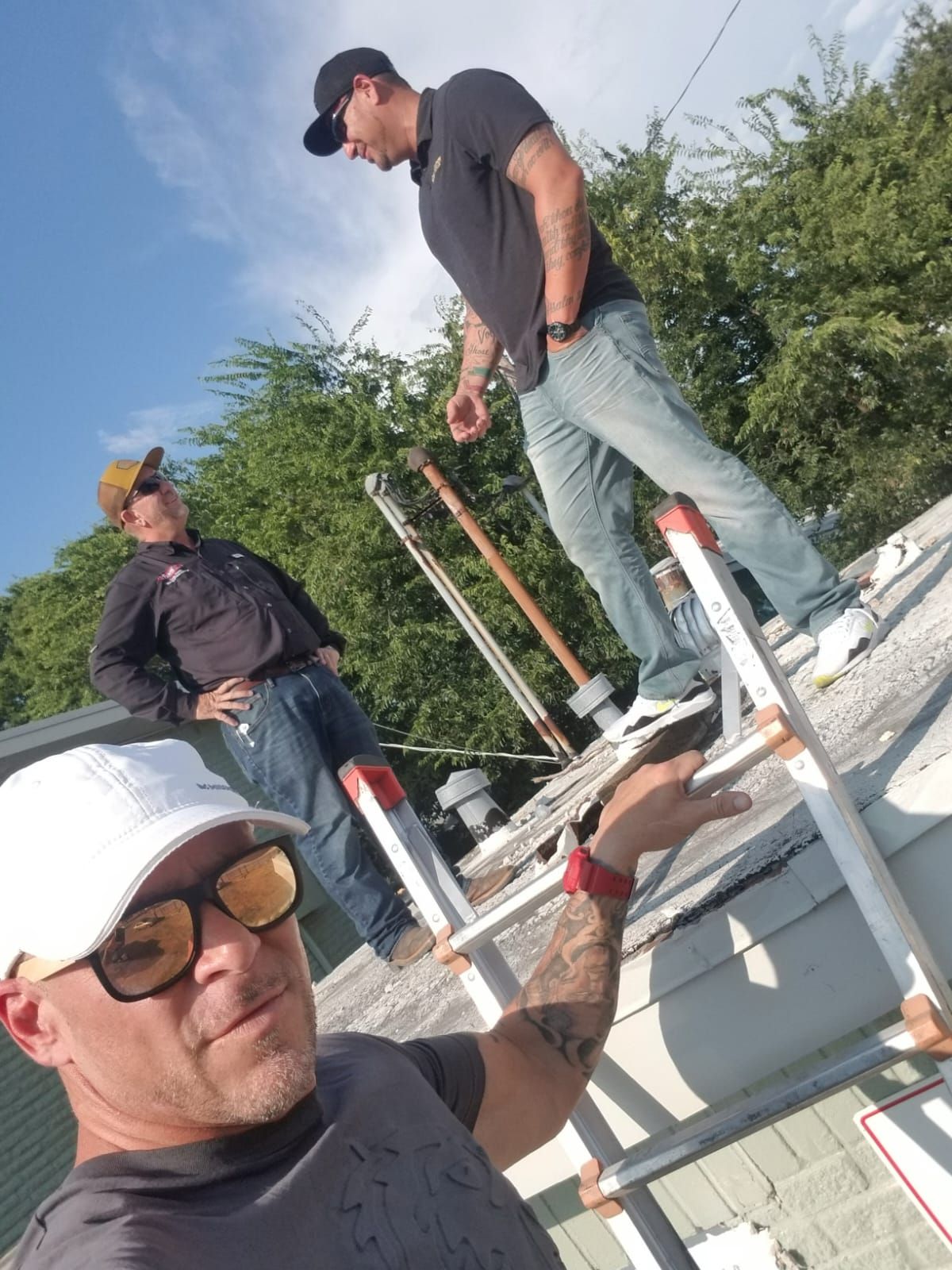 Gold Coast crew working on a tile roof repair, Gold Coast Roofing and Solar