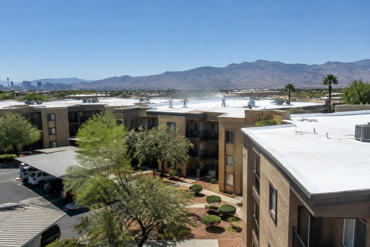 Multifamily spray foam and coating roofing in Las Vegas, Nevada